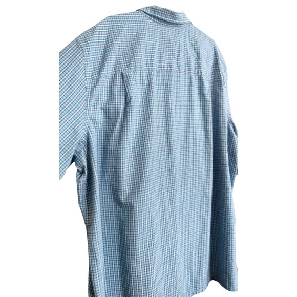 Harbor Bay Size 2XLT Shirt Mens Cool & Dry Short Sleeve Blue Plaid Cotton Blend - Picture 5 of 10